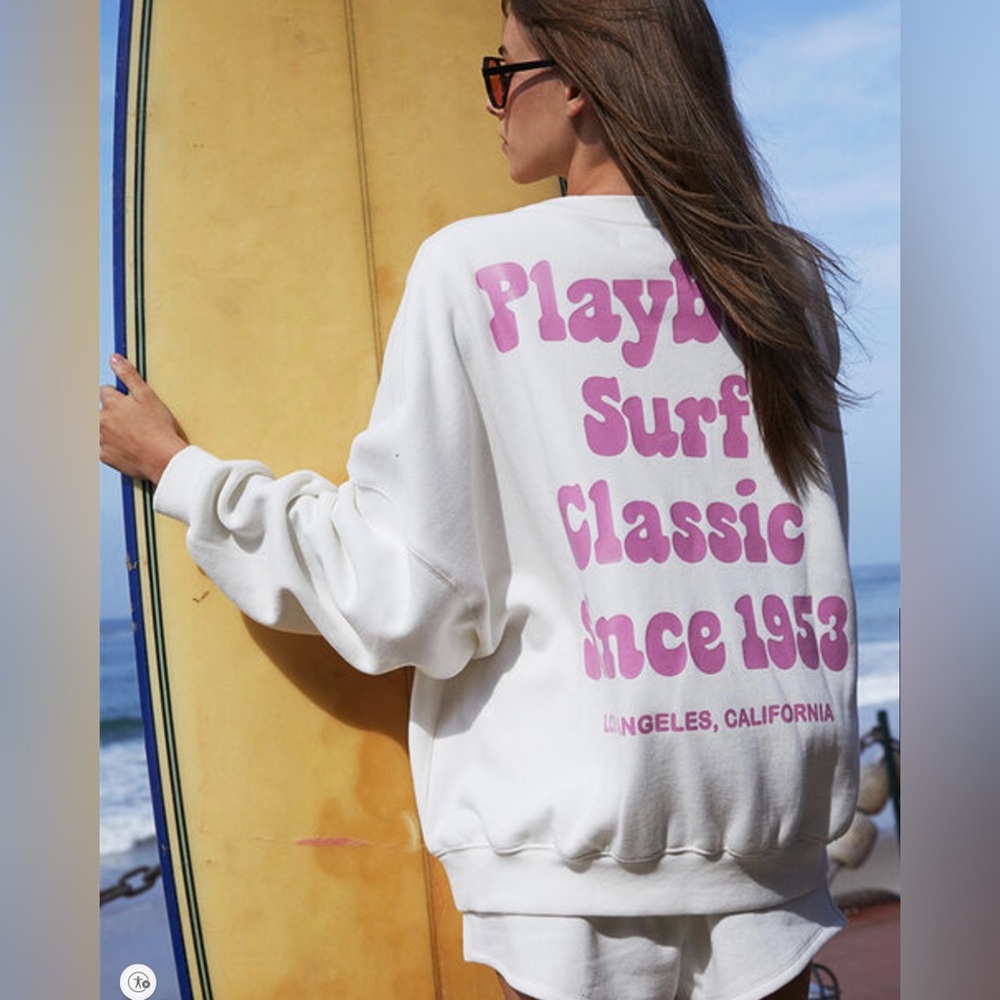 Playboy By PacSun Coconut Girl Crew Neck Sweatshirt